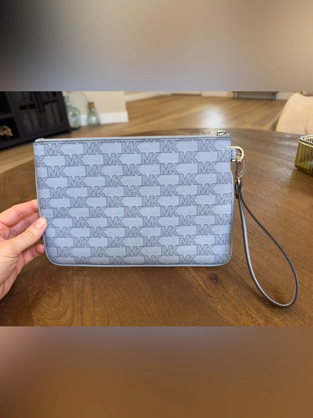 Michael Kors Blue Monogram Wristlet - New!